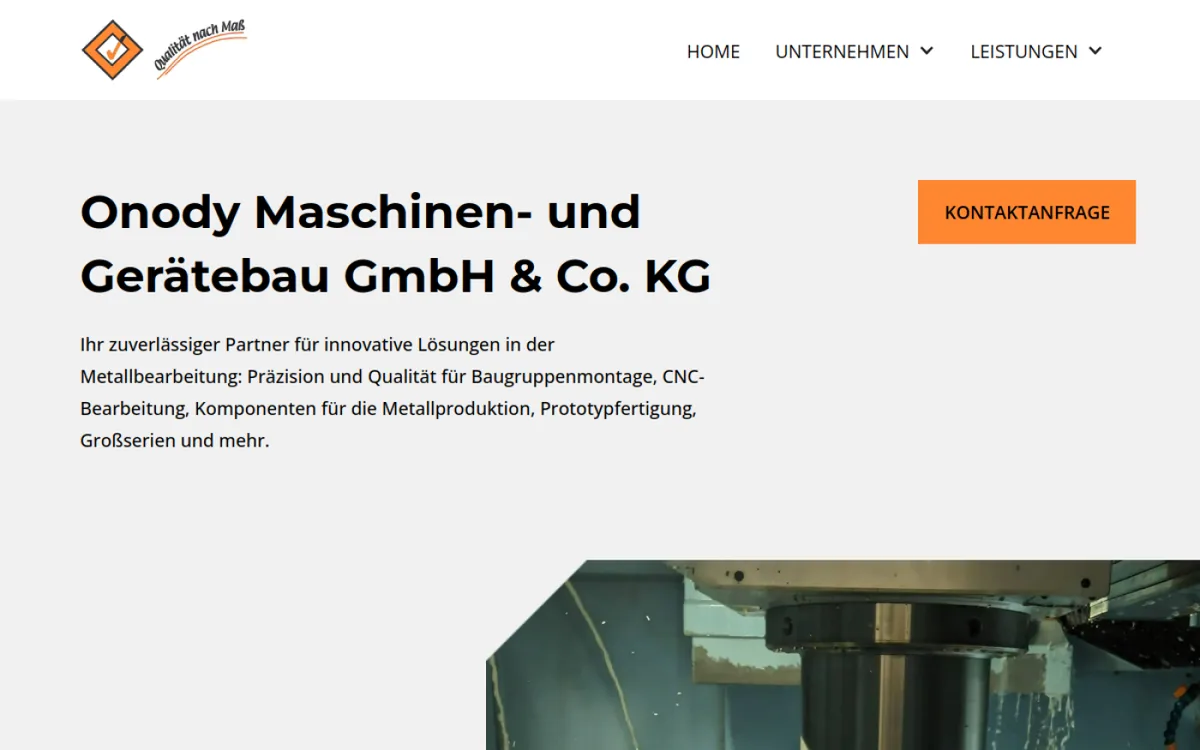 Screenshot der Website von Onody