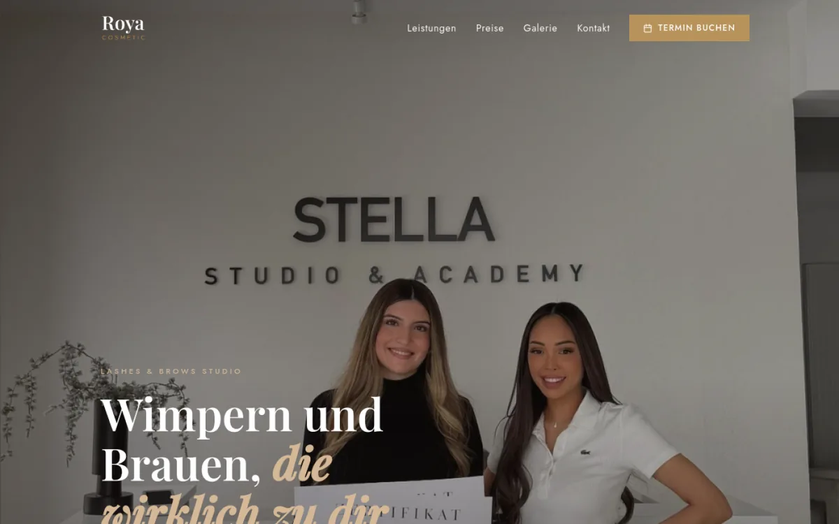 Screenshot der Website von Roya Cosmetic