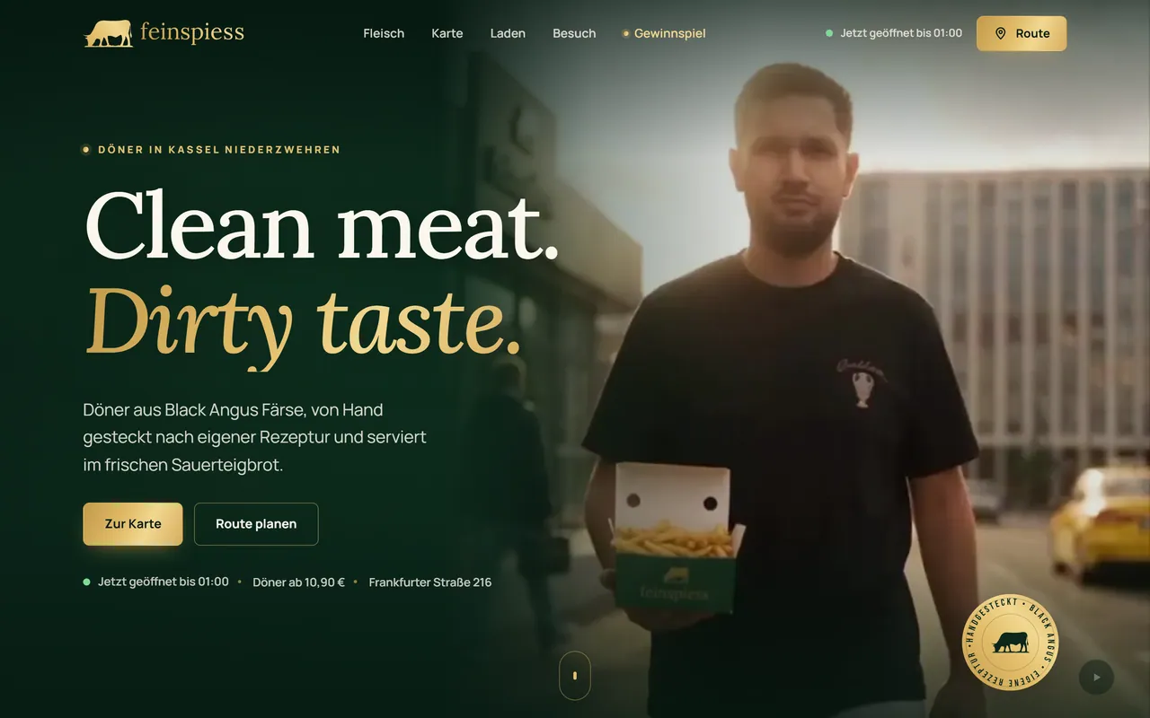 Startseite der Website feinspiess Kassel, am Rechner und auf dem Handy
