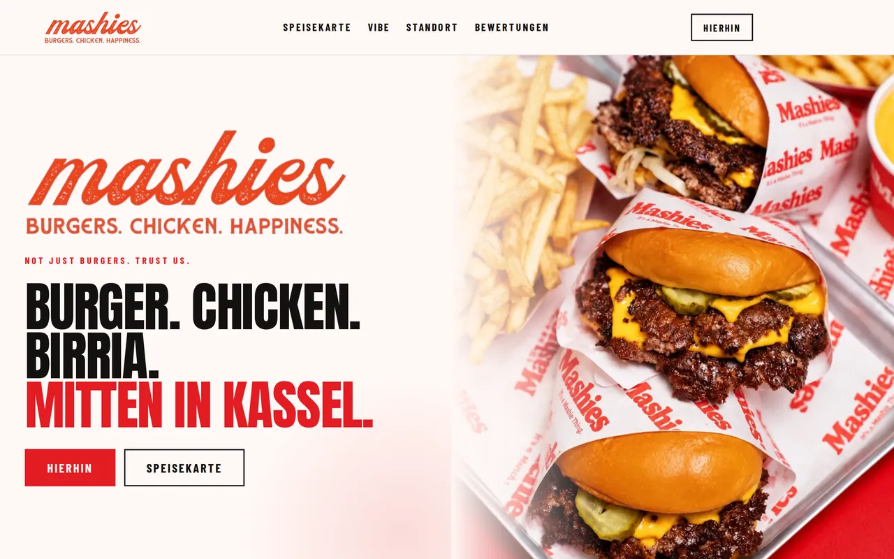 Startseite der Website mashies Kassel, am Rechner und auf dem Handy