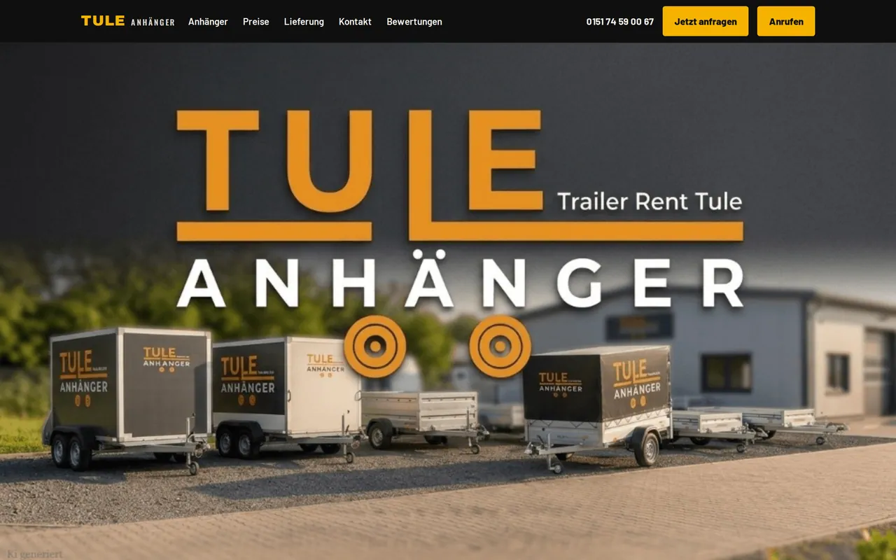 Startseite der Website Tule Frankenberg, am Rechner und auf dem Handy